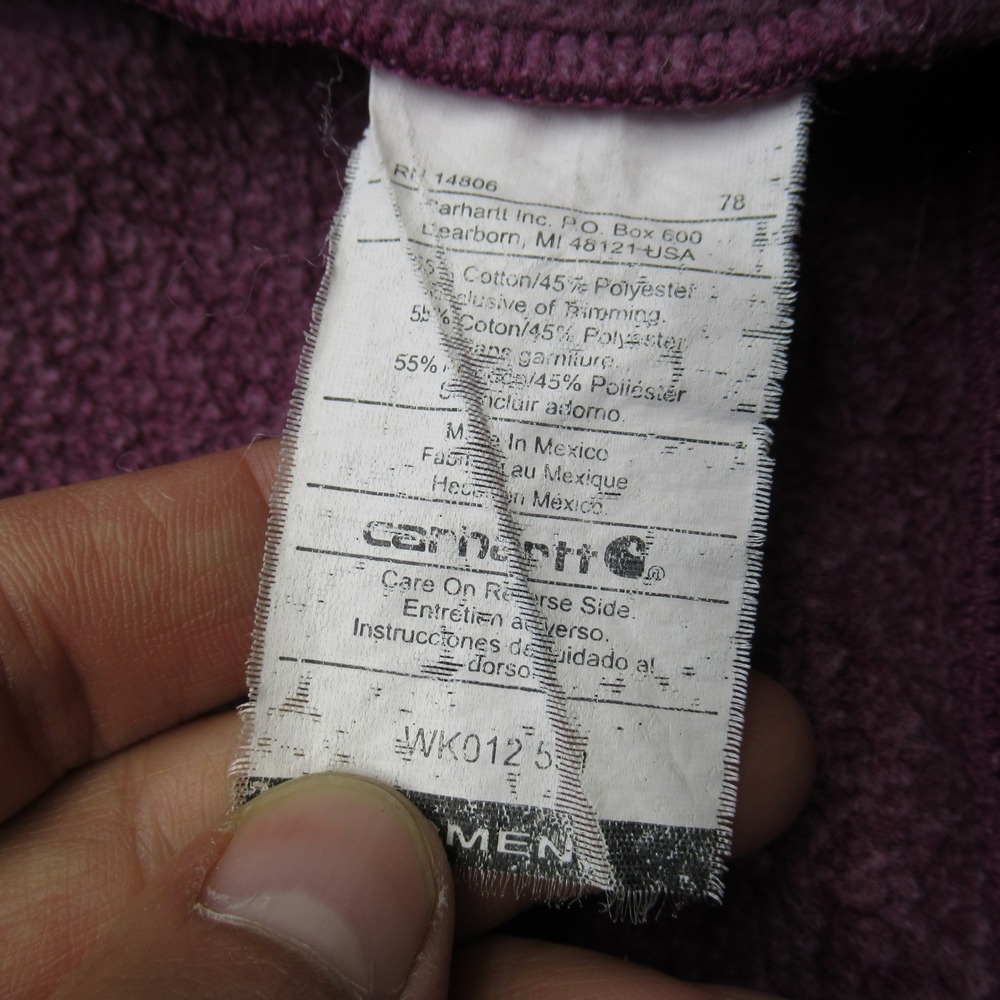 Carhartt Hoodie Womens Small Purple Pockets Raglan Full‎ Zip Fleece Sweatshirt - Picture 5 of 12